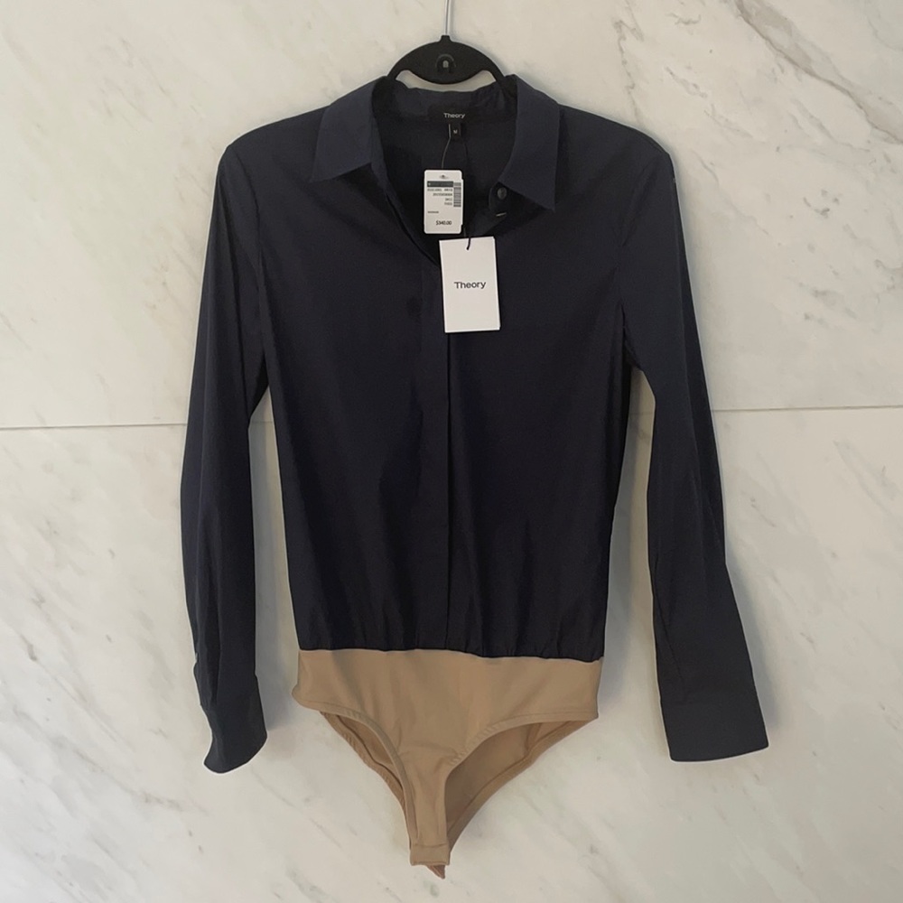 NWT Theory classic fitted shirt with body suit